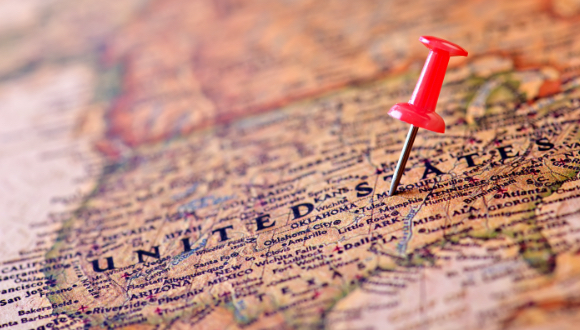 US map with pin